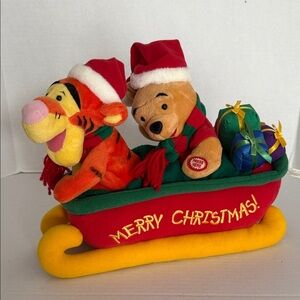 Disney Winnie the Pooh & Tigger Christmas Singing Sleigh Animated Jingle Bell